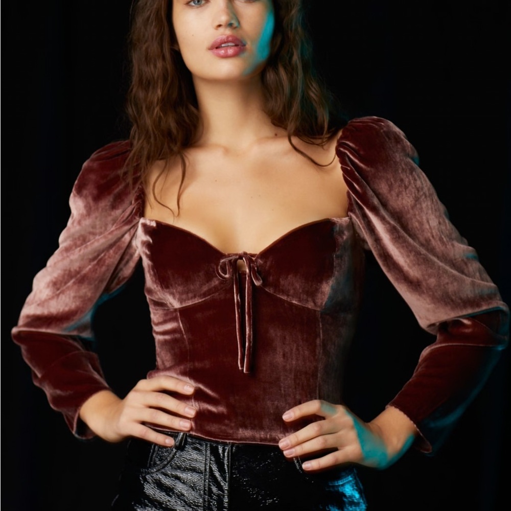Aritzia Wilfred Velvet Blouse in Rose